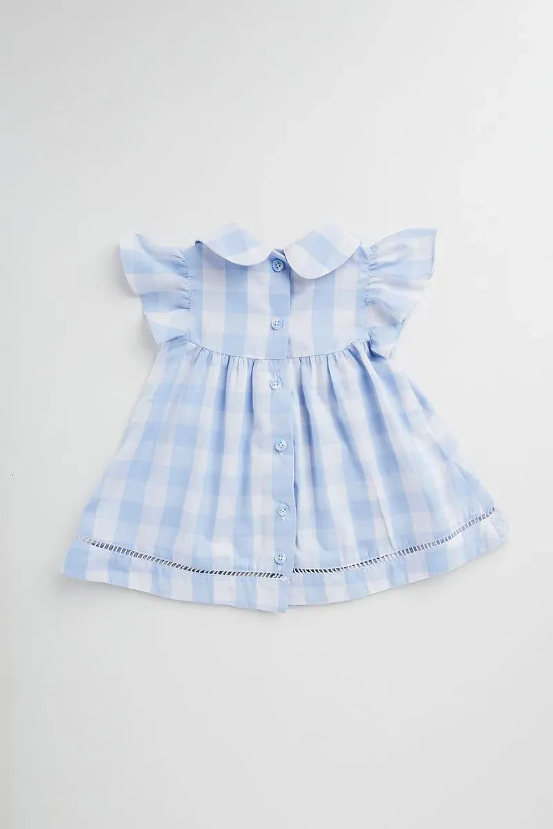 Vestido Midi Infantil para Bebê de Tricoline com Bordado