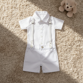 Conjunto Body Cotton Linen com Shorts Sarja Color e Suspensório Removível Paraiso