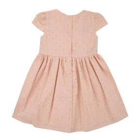 Vestido Broderie com Bordados Delicados, Renda na Saia e Plaquinha Personalizada Infantil Paraiso