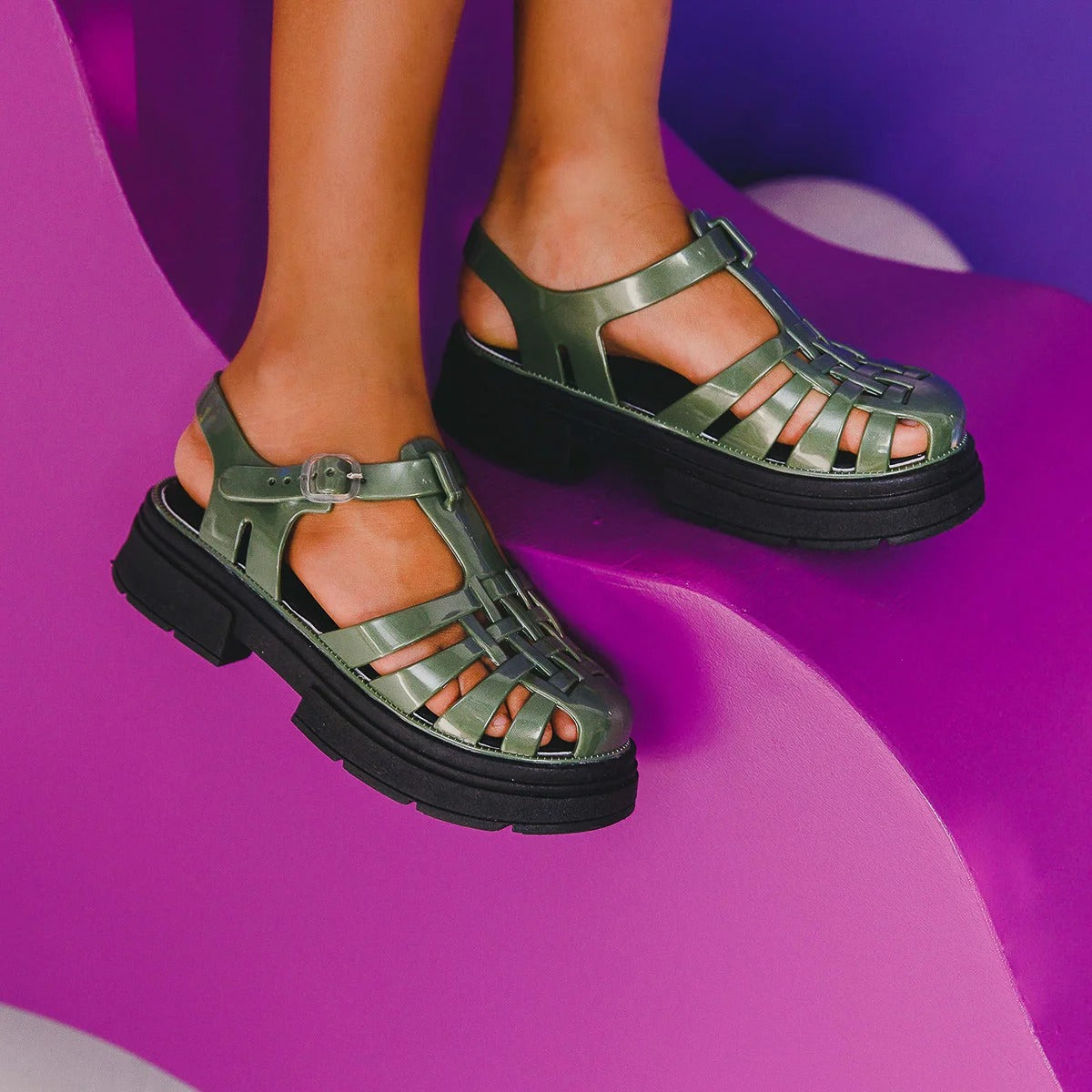 Sandália Feminina Tweenie Maya Glee Verde Militar