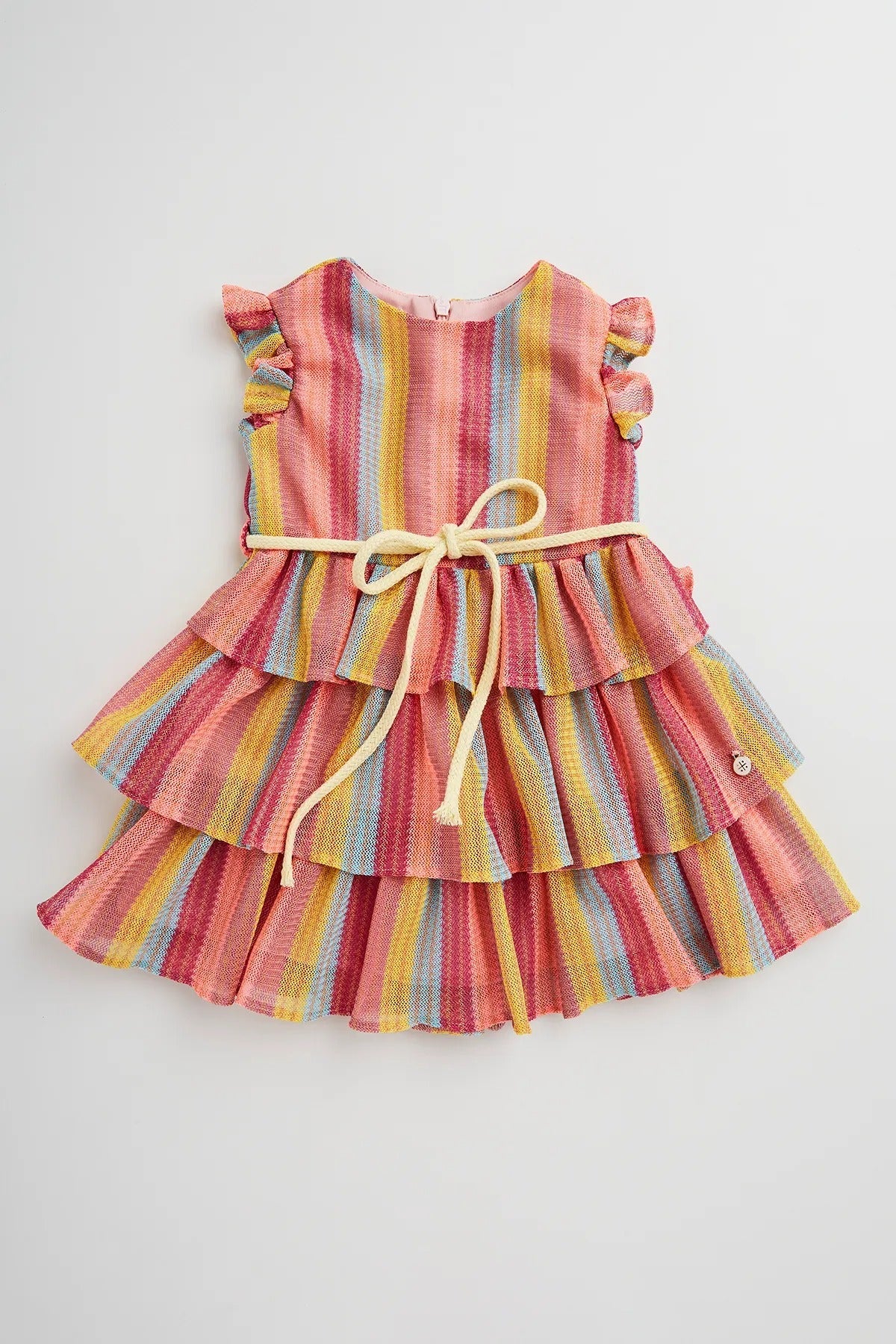 Vestido Infantil para Bbê de Tule Listrado Colorido