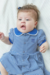 Vestido Infantil para Bebê de Malha Listrada com Gola