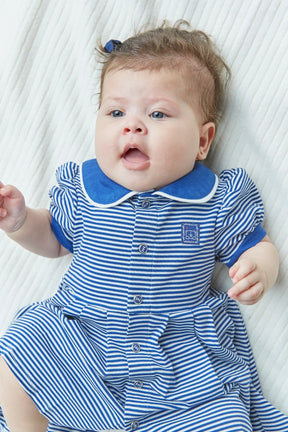 Vestido Infantil para Bebê de Malha Listrada com Gola