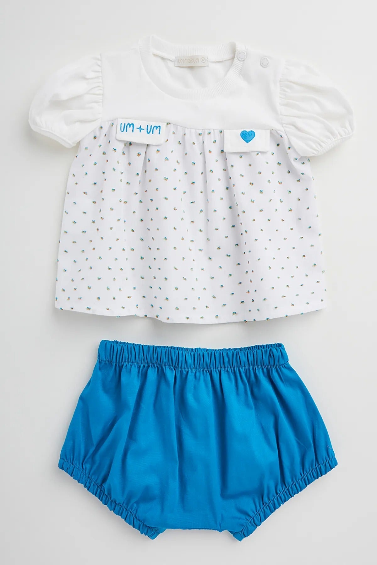 Conjunto Infantil para Bebê Nata em Voil com Malha e short em Tricoline