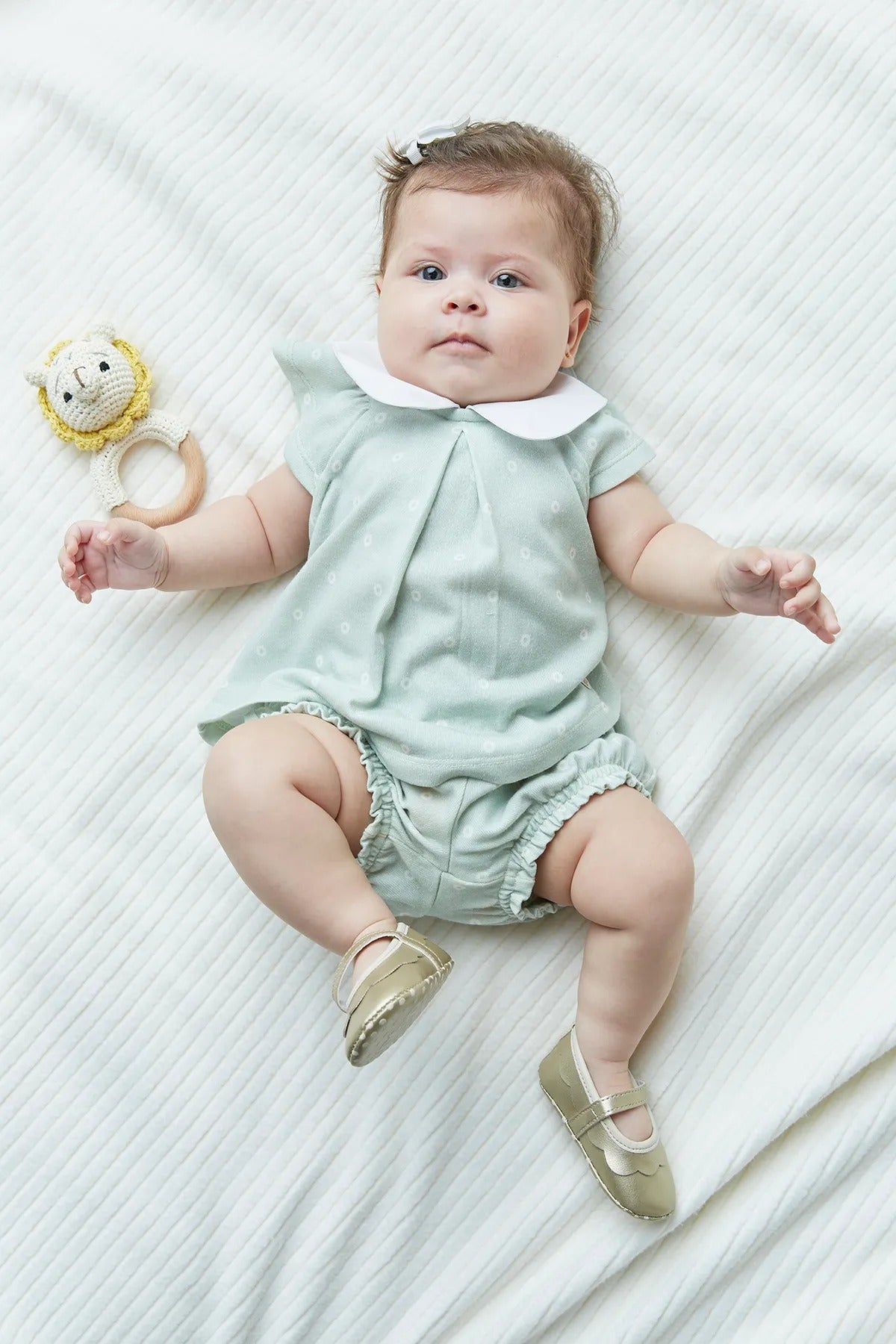 Conjunto Infantil para Bebê Bata e Short de Malha com Bolinhas