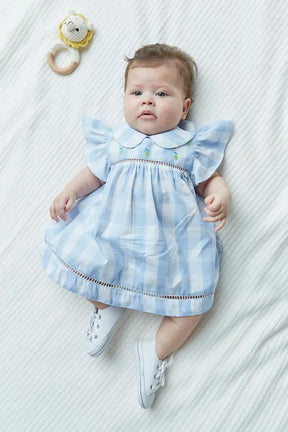 Vestido Midi Infantil para Bebê de Tricoline com Bordado