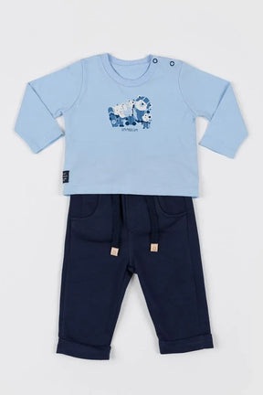 Conjunto Bebê com Camiseta Body de Malha 100% Algodão com Estampa e Calça de Moletinho