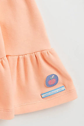 Vestido Midi Infantil para Bebê Menina em Malha com Gola de Tricô e Bordado